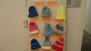 A display of the various styles of the Baby Beanies