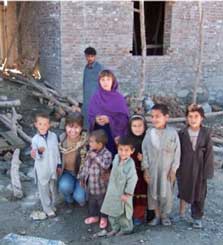 Fary Moini with Afghan children.